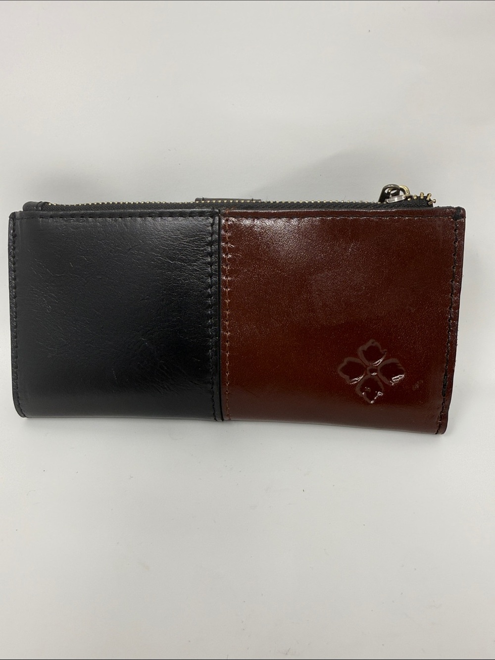 Patricia NashTwo-Tone Black and Brown Leather Zip Wallet